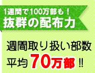 週間取扱部数70万部！抜群の配布力