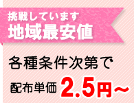 地域最安値に挑戦中！配布単価2.5円〜